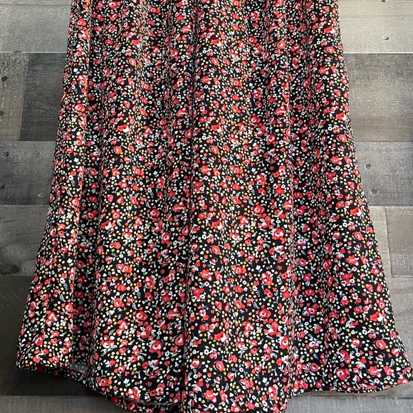 Floral Wide Leg Pants by Eyeshadow Black Red Yellow Flowers Elastic Waist - Picture 12 of 16